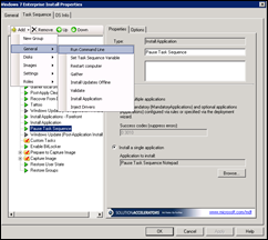 Microsoft Deployment Toolkt (MDT) 2010 Add New Task Sequence Run Command Line Snapshot