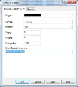 DNS Settings for a KMS Server